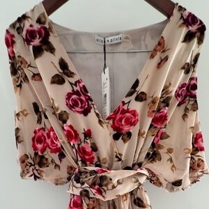 Alice and Olivia Wrap Midi Dress Floral Size 0 NWT